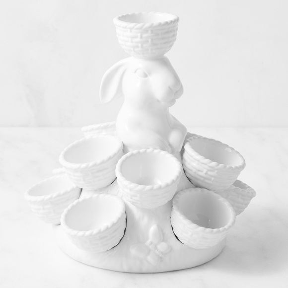 Williams Sonoma Sculptural Bunny 🐰 Ceramic Egg 🥚 Holder BNIB - Picture 3 of 7